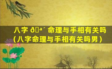 八字 🪴 命理与手相有关吗（八字命理与手相有关吗男）